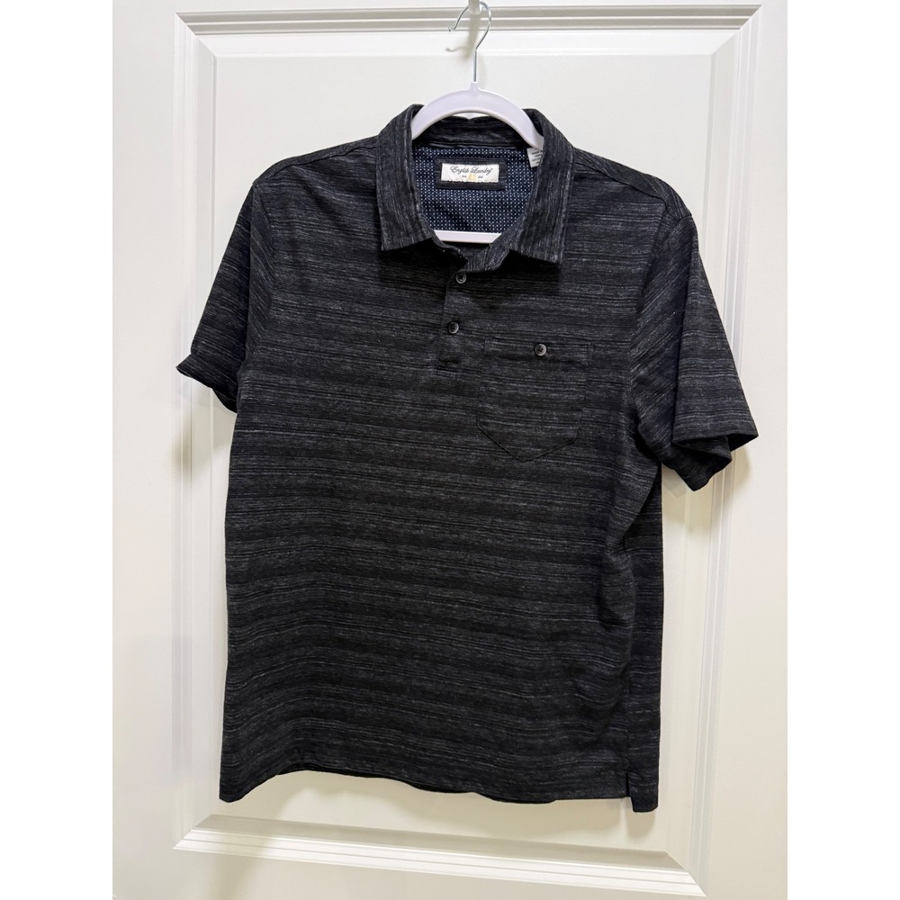 English‎ Laundry Men Polo Shirt Medium Charcoal Gray Space Dye Short Sleeve